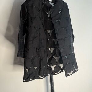 Milly Girls Black Sheer Circle Cutout Jacket – Size 2Y (Elegant Overlay Top)